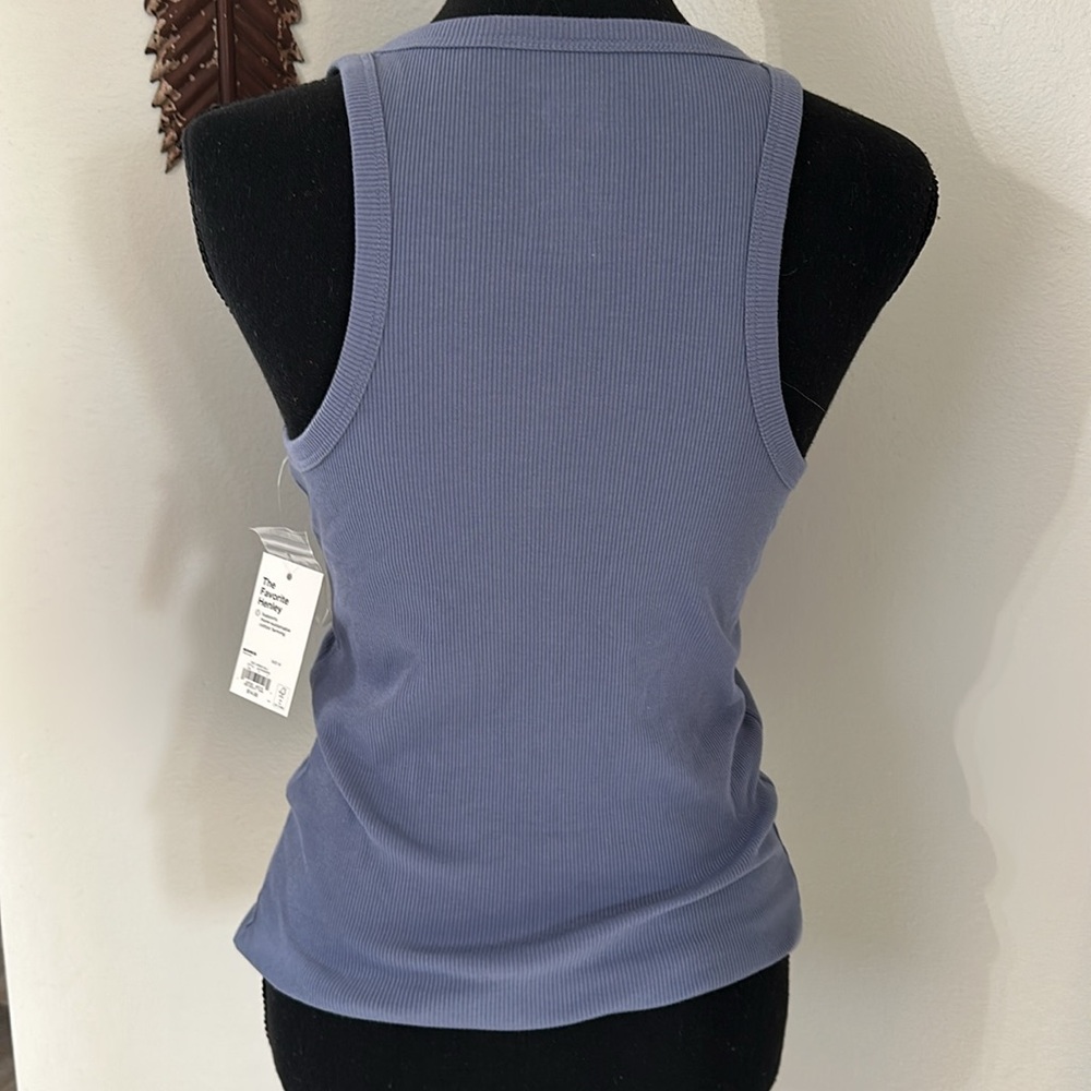 Ribbed Henley Button Front Tank - Picture 2 of 4